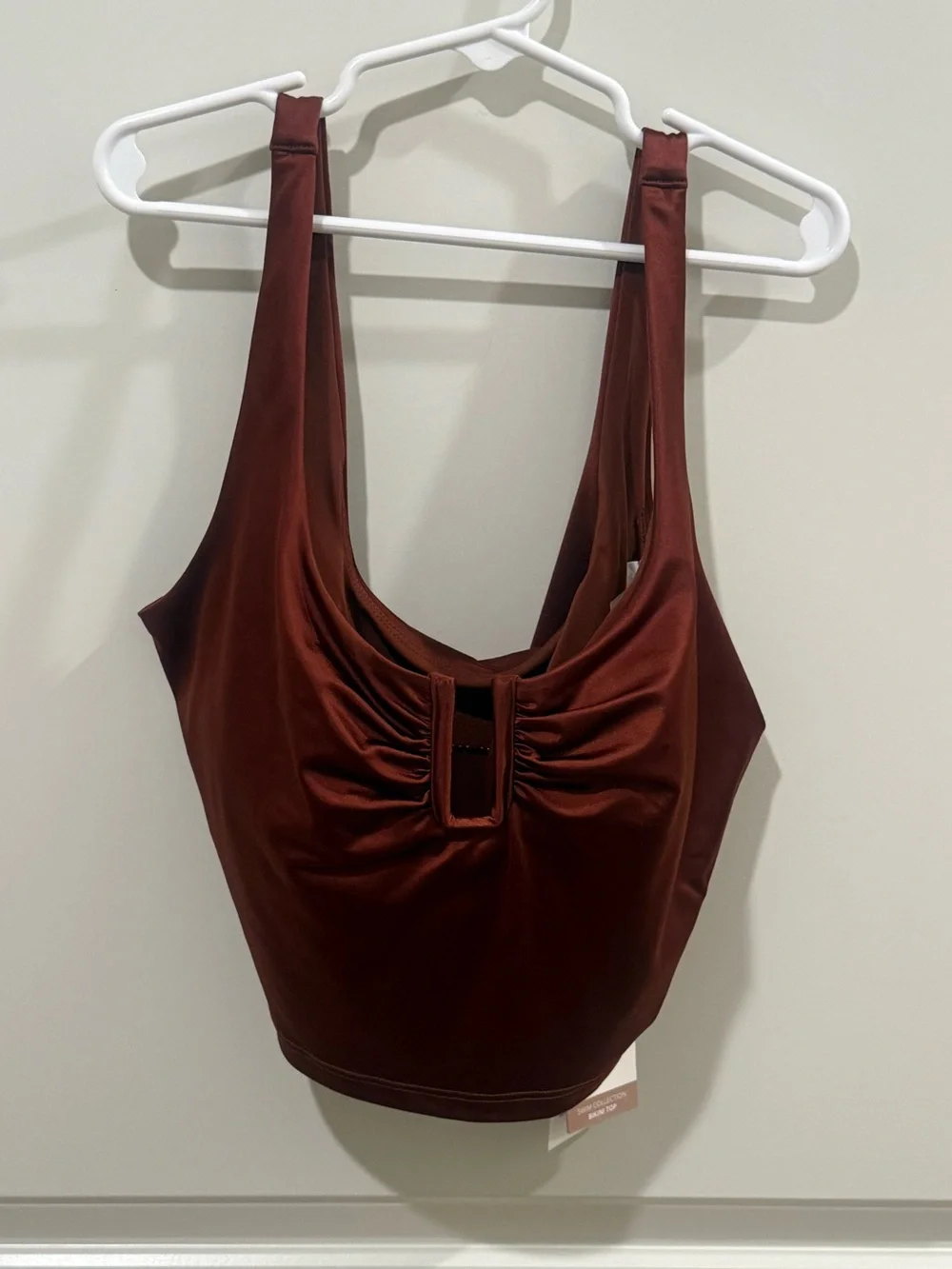 Calia Ubar Longline Bikini Top Red Brown Shine Small NWT